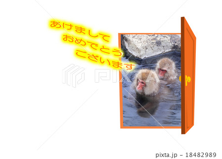 年賀状素材、フォトフレーム、申、猿 18482989