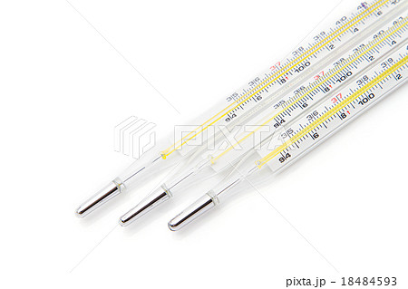 Glass mercury thermometer isolated 18484593