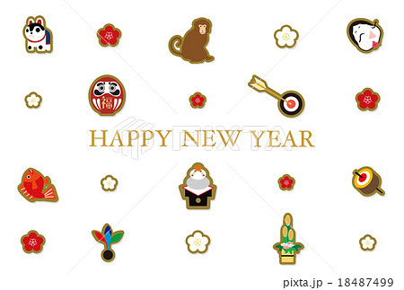 2016年賀状、縁起物 18487499