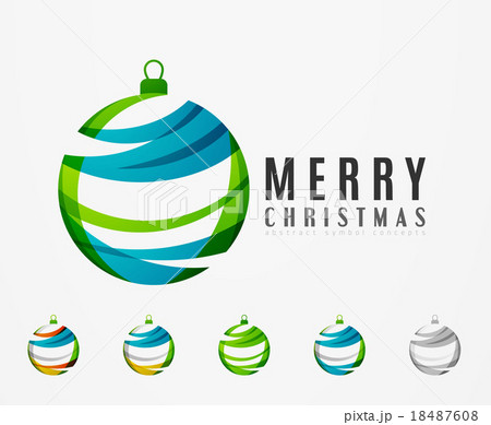 Set of abstract Christmas ball icons, business 18487608
