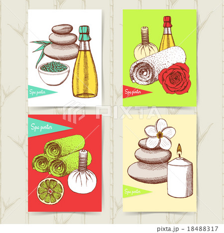 Sketch set of spa posters 18488317