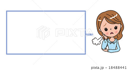 女性　ため息　吹き出し　スピーチ　テキスト　女の子　ビジネスウーマン 18488441