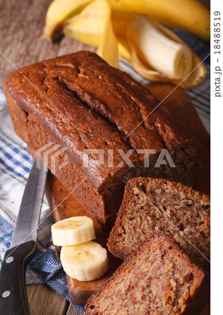 Homemade fresh-baked banana bread close-up Homemade fresh-baked banana bread close-up 18488519