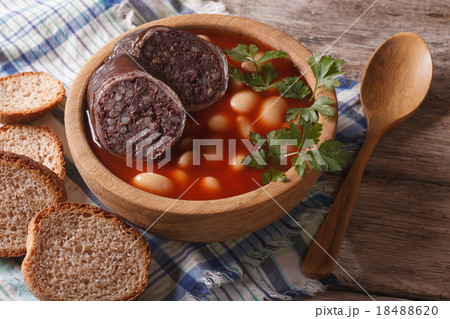 Delicious bean soup Fabada asturiana closeup Delicious bean soup Fabada asturiana closeup 18488620