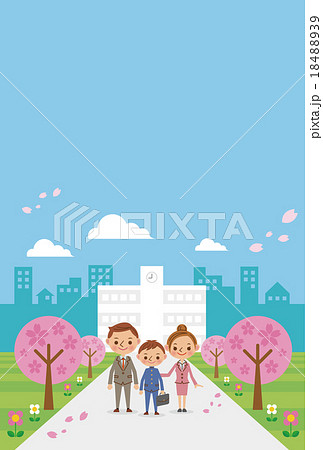 入学式・卒業式イメージ（中学生・高校生男子＋親） 18488939