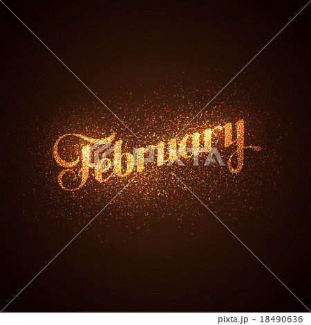 February label with glowing golden sparkles.  18490636