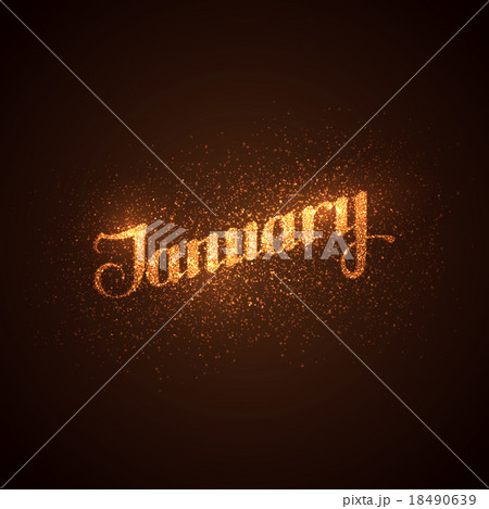 January label with glowing golden sparkles. 18490639