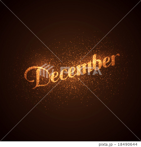 December label with glowing golden sparkles 18490644