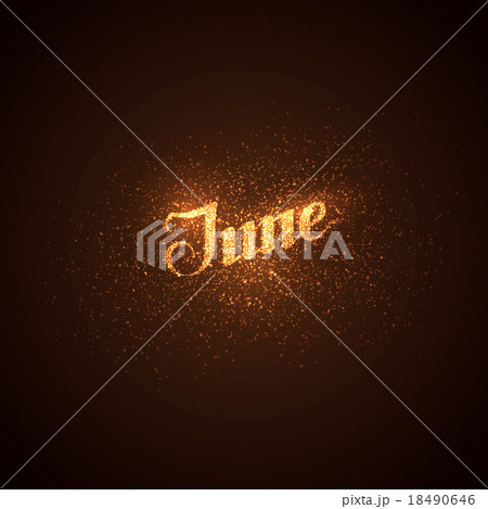 June label with glowing golden sparkles. 18490646