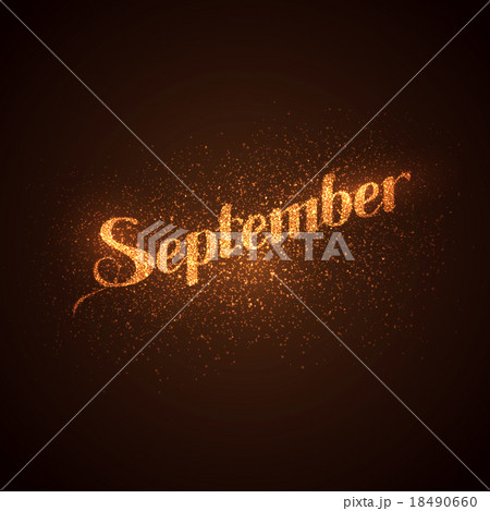 September label with glowing golden sparkles.  18490660