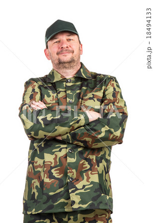 Man in military vest. 18494133