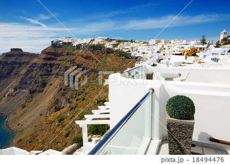 The sea view terrace at luxury hotel, Santorini  18494476