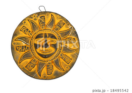 Mexican ceramic sun souvenir isolated on white 18495542