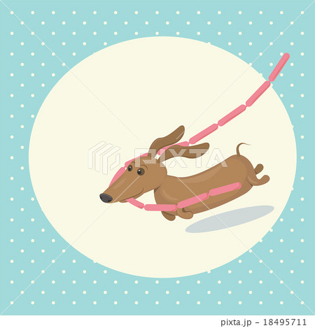 Cartoon dachshund stealing sausages 18495711