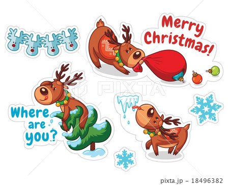 Cartoon deers, Christmas stickers Cartoon deers, Christmas stickers 18496382