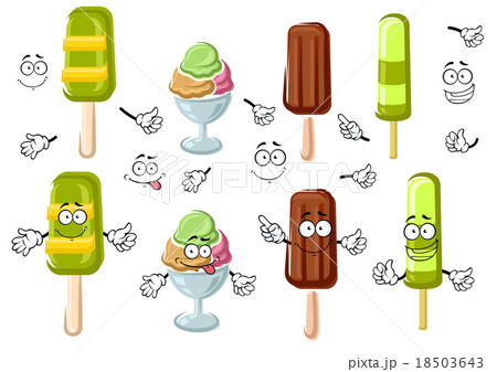 Cartoon ice cream bar, sundae and popsicles 18503643