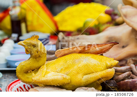 Boiled chicken for Sacrificial offering. 18506726