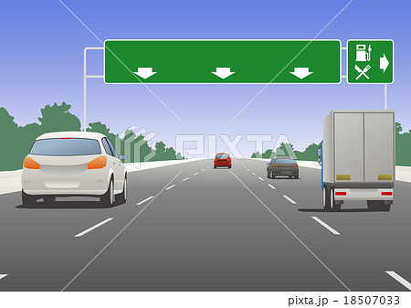 高速道路の進路案内のイラスト素材