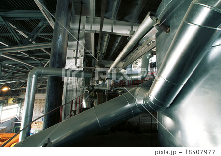 Industrial zone, Steel pipelines, valves and tanks 18507977
