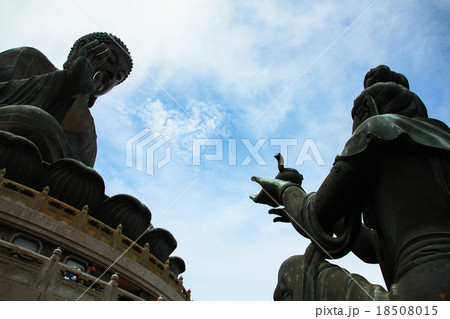 Angels statue praising to the Big Buddha at Lantau 18508015