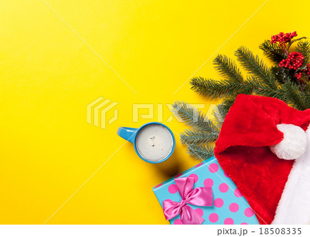 Cup of coffee and Christmas gifts 18508335