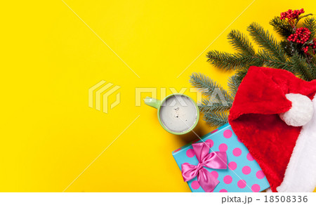 Cup of coffee and Christmas gifts Cup of coffee and Christmas gifts 18508336