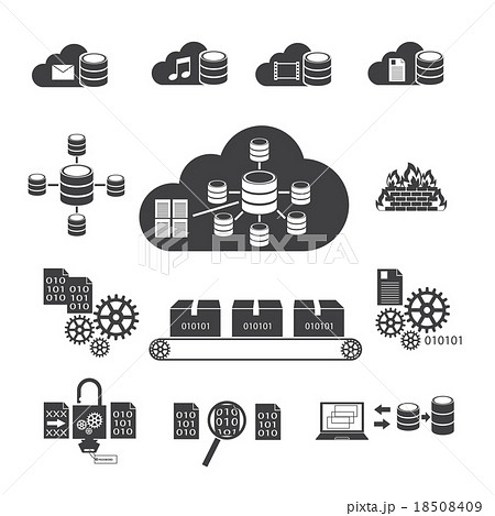Big Data icons set, Cloud computing concept 18508409