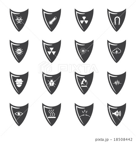 Shield and protection icons set 18508442