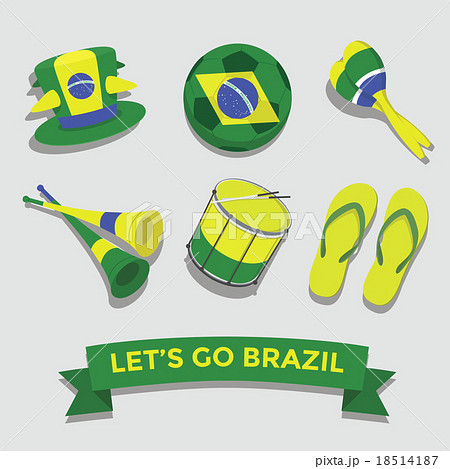 Let S Go Brazil Icon For Cheering Fan Setのイラスト素材