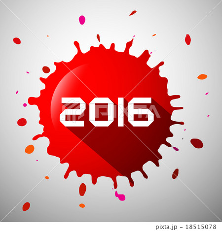 2016 Red Splash. Happy New Year Splatter Vector 18515078