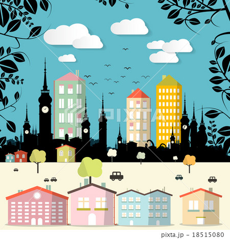 Abstract Paper Cut Flat Design City Vector 18515080