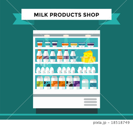 Milk products shop stall with Milk products shop stall with 18518749