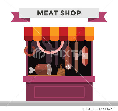 Meat shop stall with meats products Meat shop stall with meats products 18518751