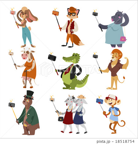 Selfie shots animals cartoon vector illustration 18518754