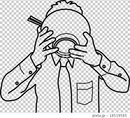 ラーメン飲み干すサラリーマンのイラスト素材