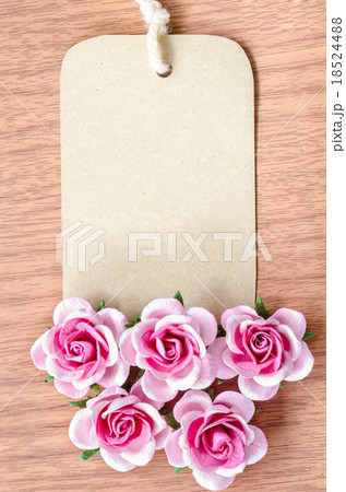 Blank brown paper tag and rose. Blank brown paper tag and rose. 18524488