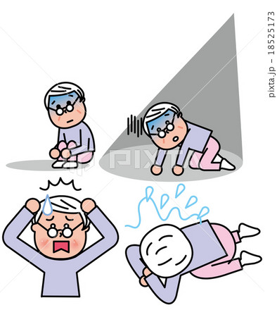 シニア 女性 うつ 落ち込む がっかり ショック 涙のイラスト素材