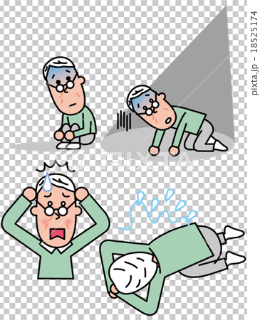 シニア 男性 うつ 落ち込む がっかり ショック 涙のイラスト素材