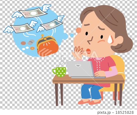 家計　パソコン　主婦　イラスト 18525828