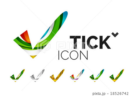 Set of abstract OK and tick icons, business Set of abstract OK and tick icons, business 18526742