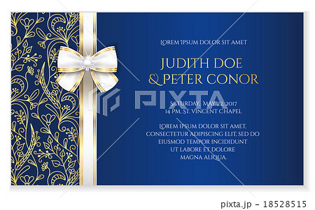 Blue wedding announcement with floral ornament 18528515