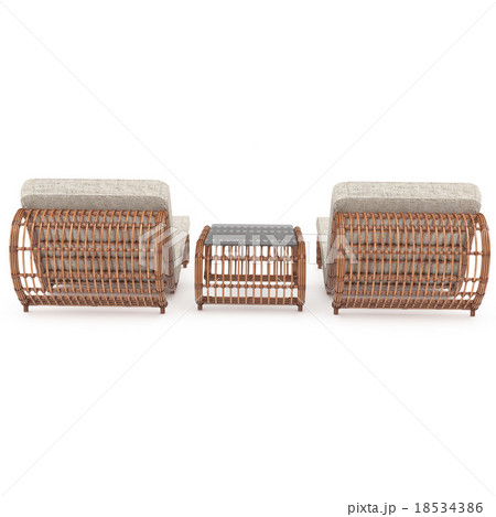 Rattan furniture rear view 3d graphics 18534386