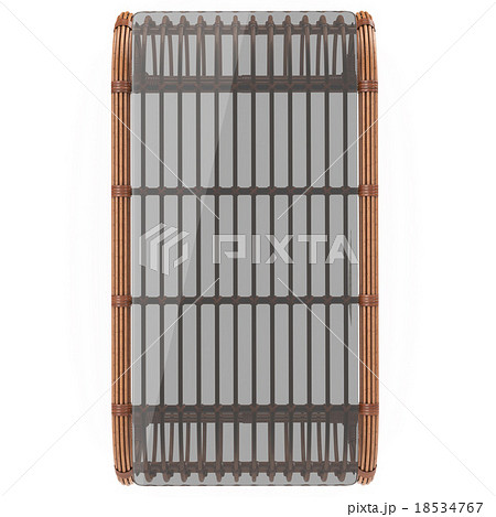 Rattan table top view 3d graphics 18534767