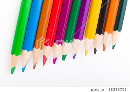Many different colored pencils on white background Many different colored pencils on white background 18536791