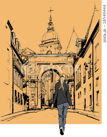 France - Woman strolling in an old city France - Woman strolling in an old city 18540444