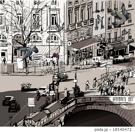 view over Saint Michel bridge in Paris 18540472