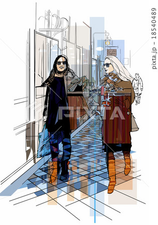 France Paris - two women strolling in a passage France Paris - two women strolling in a passage 18540489
