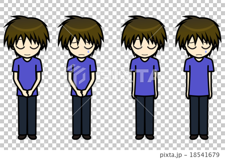 会話・表情イラスト集　私服（夏）　男性　謝罪 18541679