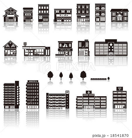 建物アイコン シルエットのイラスト素材