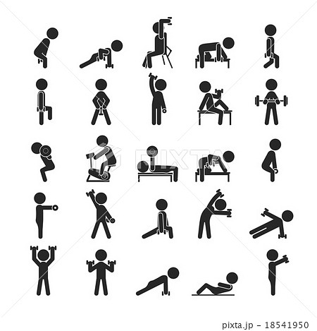 Set Of Dumbbell Exercises Characterのイラスト素材